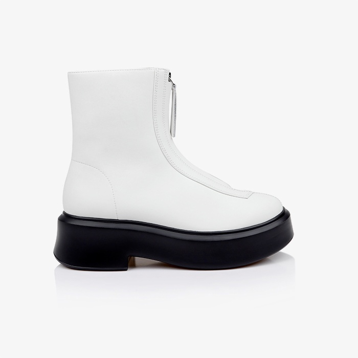 White Cow Leather Ankle Boot - Main View