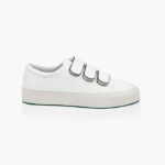 White Synthetic Leather Velcro Sneaker - Main View