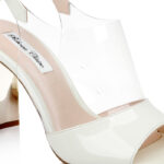 Beige Patent Lea & Transparent TPU Electronic Heel Sandal - Main View