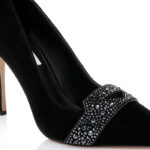 Black Kid Suede & Hotfix Stiletto Pump - Main View