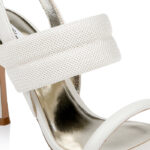 Cream Kid leather & Mesh High Heel Sandal - Main View