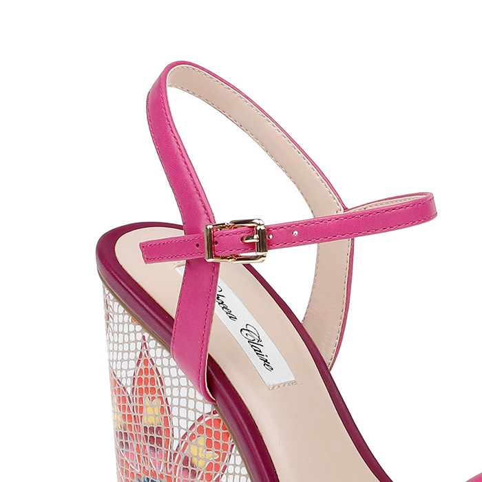 Raspberry Rose Kid Lea Wedge Sandal - Main View