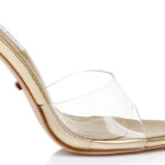 Transparent TPU & Gold PU Electronic Stiletto Heel Sandal - Main View