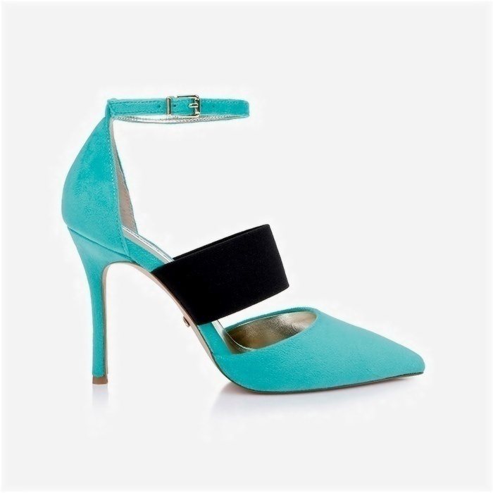 Pearl Velvet & Black Elastic High Heel Pump - Main View