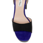 Black Fabric Block Heel Sandal - Back View