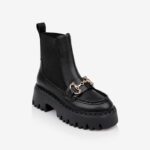 Black Chelsea ankle boot with chunky outsole - Side View