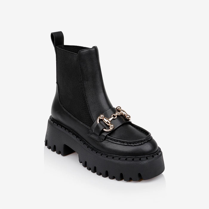 Black Chelsea ankle boot with chunky outsole - Side View