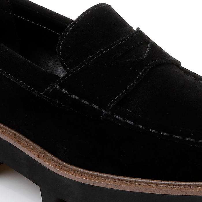 Black Cow Suede Loafer - Side View