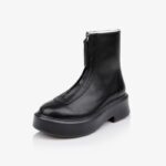 Black Cow Leather Ankle Boot - Side View