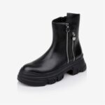Black Cow Leather Ankle Boot - Side View