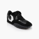 Black Cow Suede & Leather Sneaker - Side View