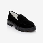Black Cow Suede Loafer - Side View