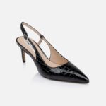 Black Croc Leather Slingback - Side View