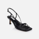 Black Kid Leather Slingback Sandal - Side View