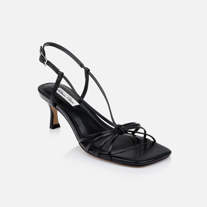 Black Kid Leather Slingback Sandal - Side View