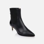 Black Kid Leather Ankle Boot - Side View