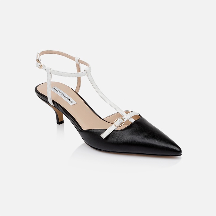 Black Leather Strap Pump - Side View