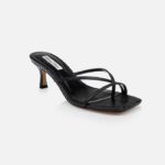 Black Lizard Kid Leather Sandal - Side View
