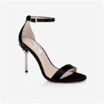 Black Lux Satin High Heel Sandal - Side View