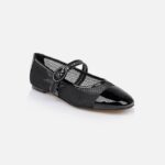 Black Mesh Maryjane Flat - Side View
