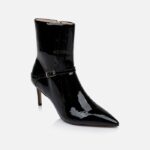 Black Patent Leather Ankle Boot - Side View