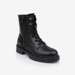 Black Synthetic Leather Ankle Boot - Side View