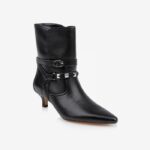 Black leather ankle boot - Side View