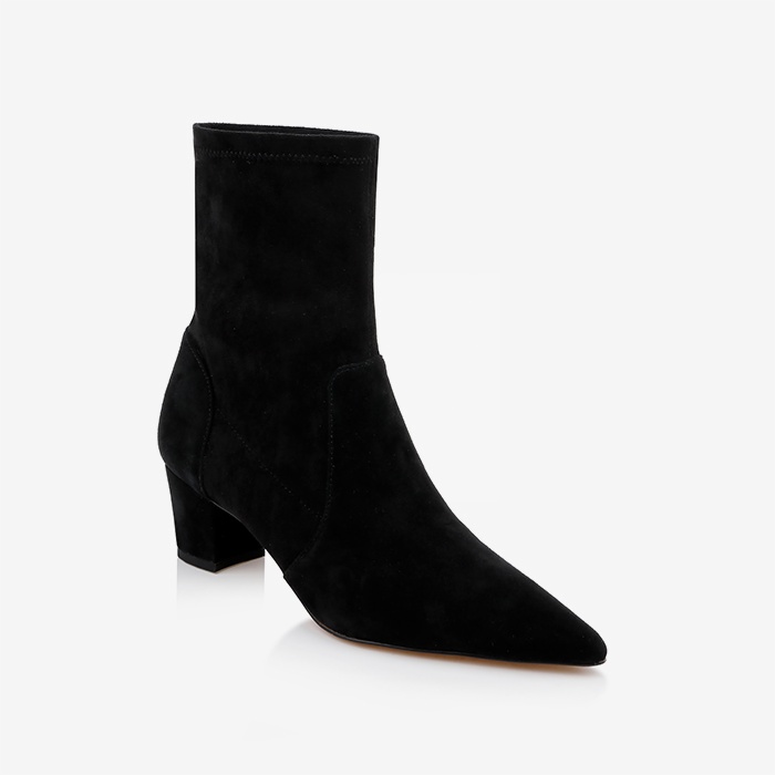 Black leather black ankle boot - Side View