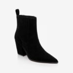Black leather black ankle boot - Side View