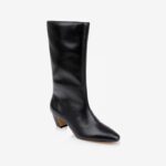 Black leather high ankle boot - Side View