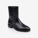 Black leather high ankle boot - Side View
