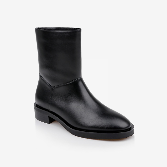 Black leather high ankle boot - Side View
