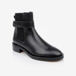 Black leather Chelsea boot with strap - Side View