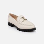 Bone Smooth Leather Loafer - Side View