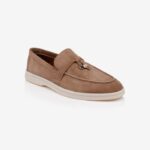 Brown Kid Suede Loafer - Side View