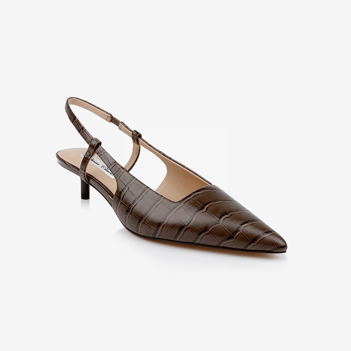 Brown Low Heel Slingback - Side View
