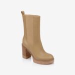 Brown Synthetic Leather High Ankle Boot - Side View