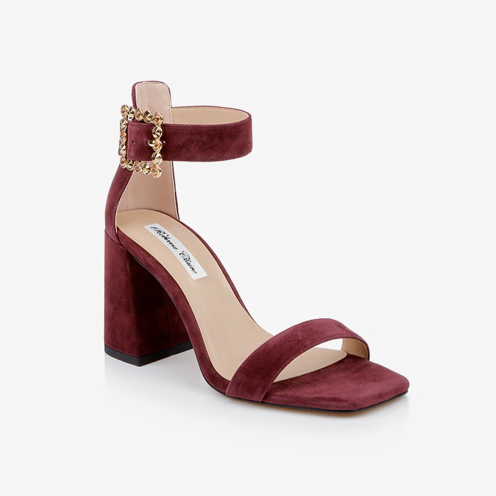 Burgundy Block Heel Sandal - Side View