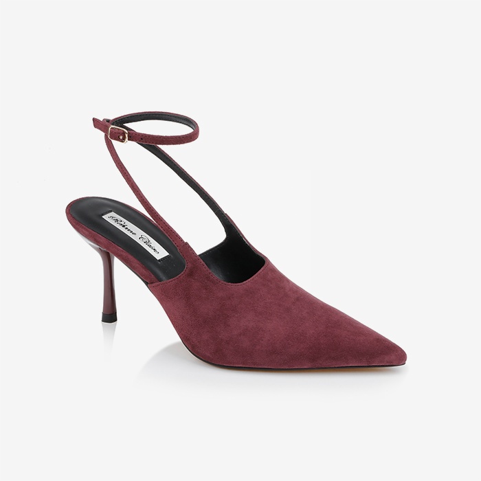 Burgundy High Heel Slingback - Side View