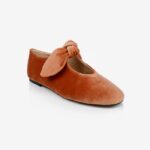 Burnt Orange Flat With Bow - Side View