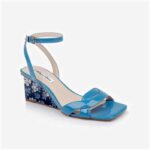 Cendre Blue Patent Lea Wedge Sandal - Side View