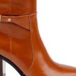 Cognac Brown Block Heel Long Boot - Side View