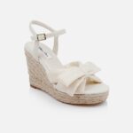 Cream Corduroy Fabric Sandal - Side View