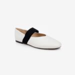Cream Flat With Wide Elastic Band - Side View