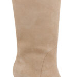 Cream Leahter Long Boot - Side View