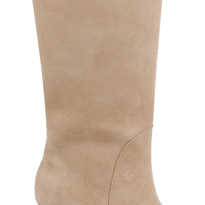 Cream Leahter Long Boot - Side View
