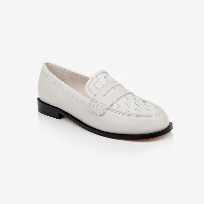 Cream Woven Upper Loafer - Side View