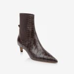 Dark brown leather ankle boot with elastic shaft - Side View