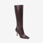 Dark burgundy leather knee boot - Side View