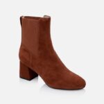 Downtown Brown Kid Suede Ankle Boot - Side View